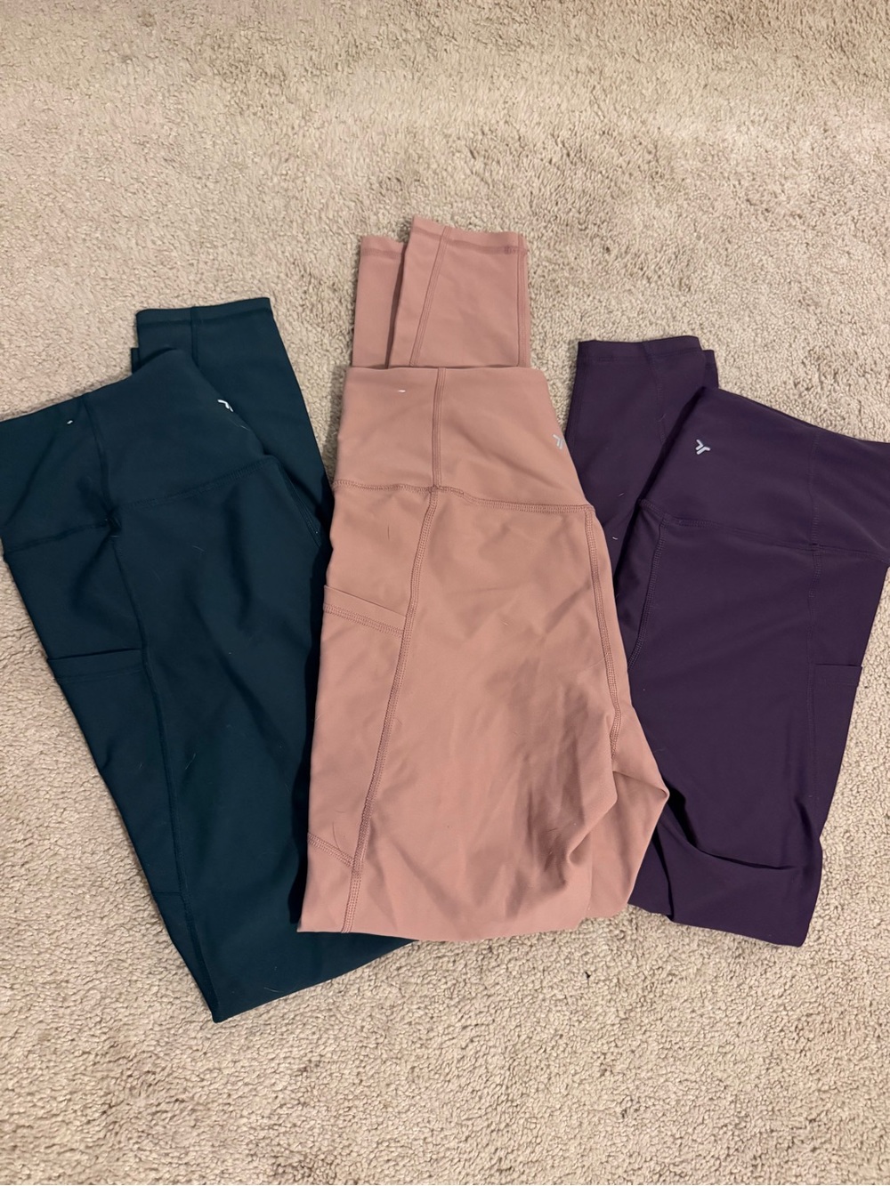 Old navy  High-Waist Leggings in Dusty Rose, Deep Teal, and Plum